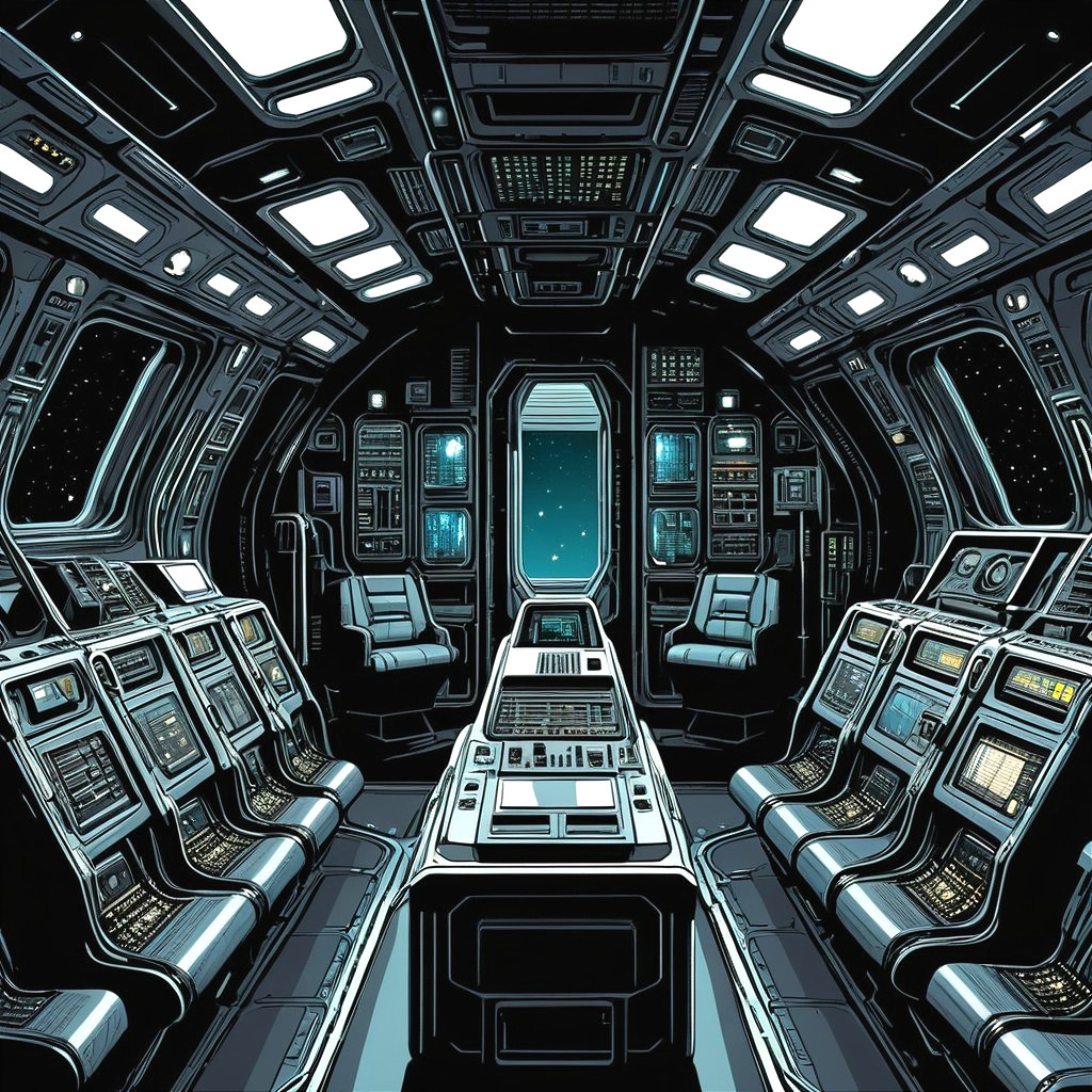 Futuristic Spaceship Interior with High-Tech Design