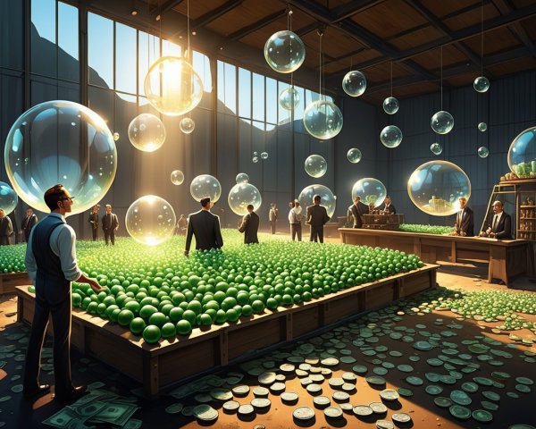 Elegant Gathering Around Vibrant Apple Mound in Warehouse