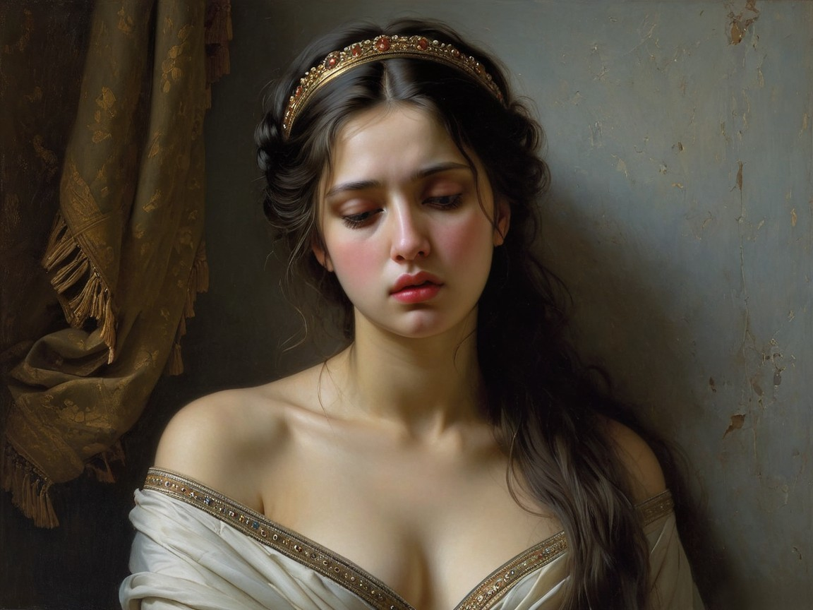 Portrait of a Young Woman in Elegant Attire