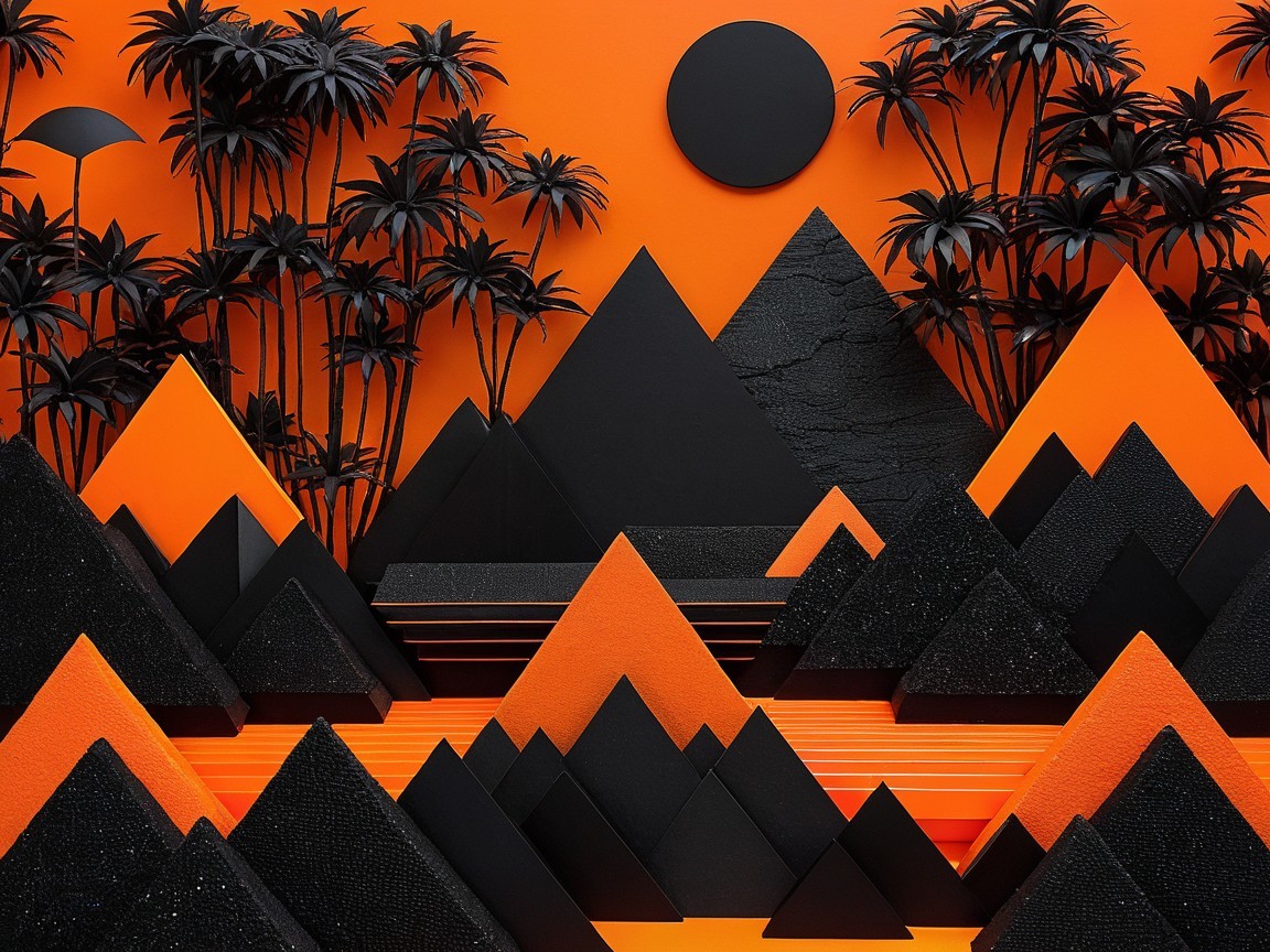 Three-Dimensional Landscape with Angular Mountains