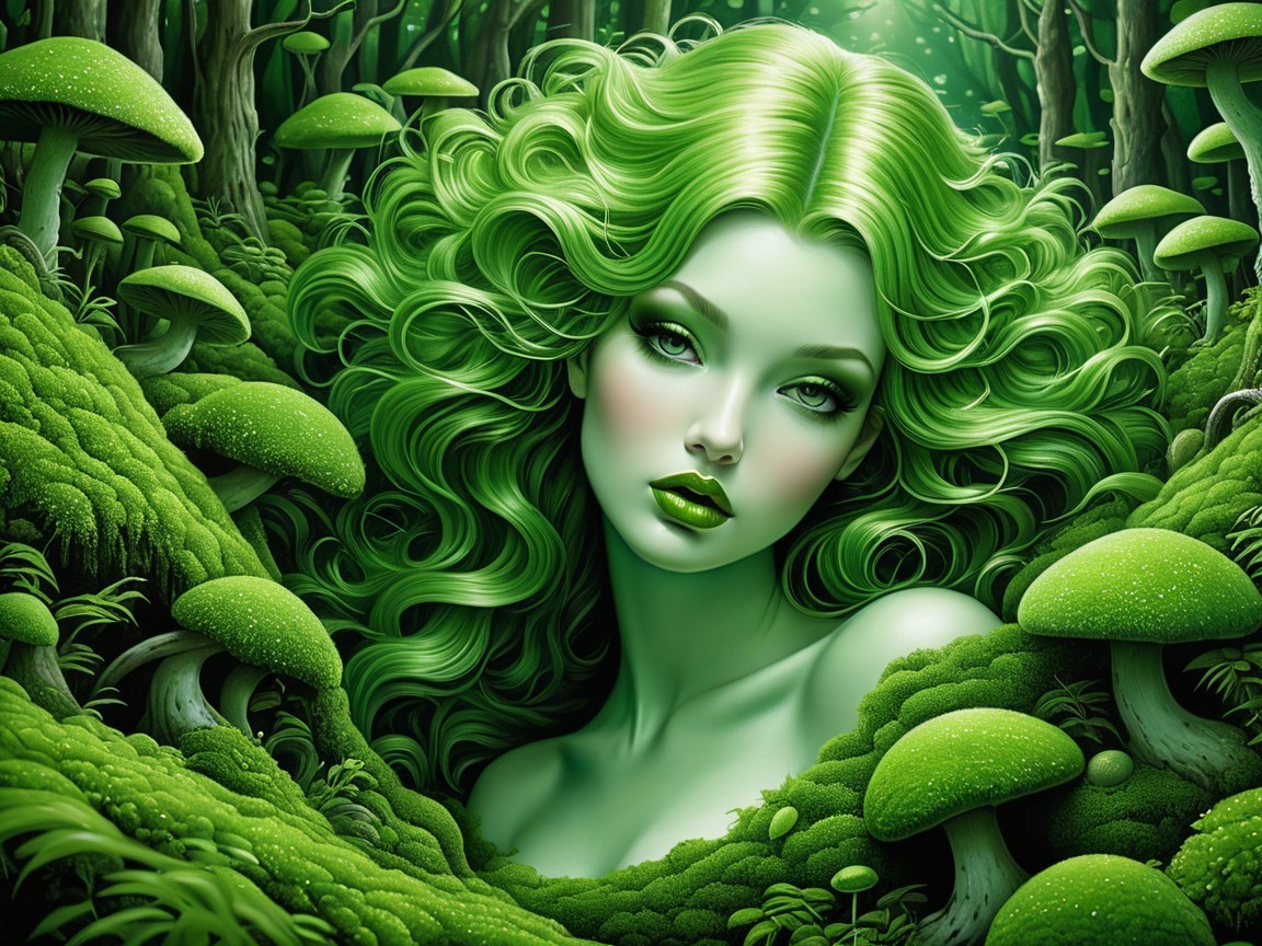 Mystical Figure in a Vibrant Forest Setting