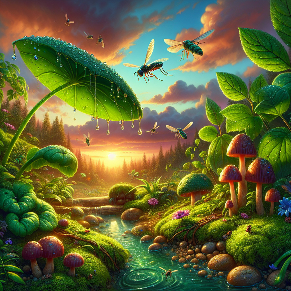 Enchanted forest with vibrant colors and wildlife