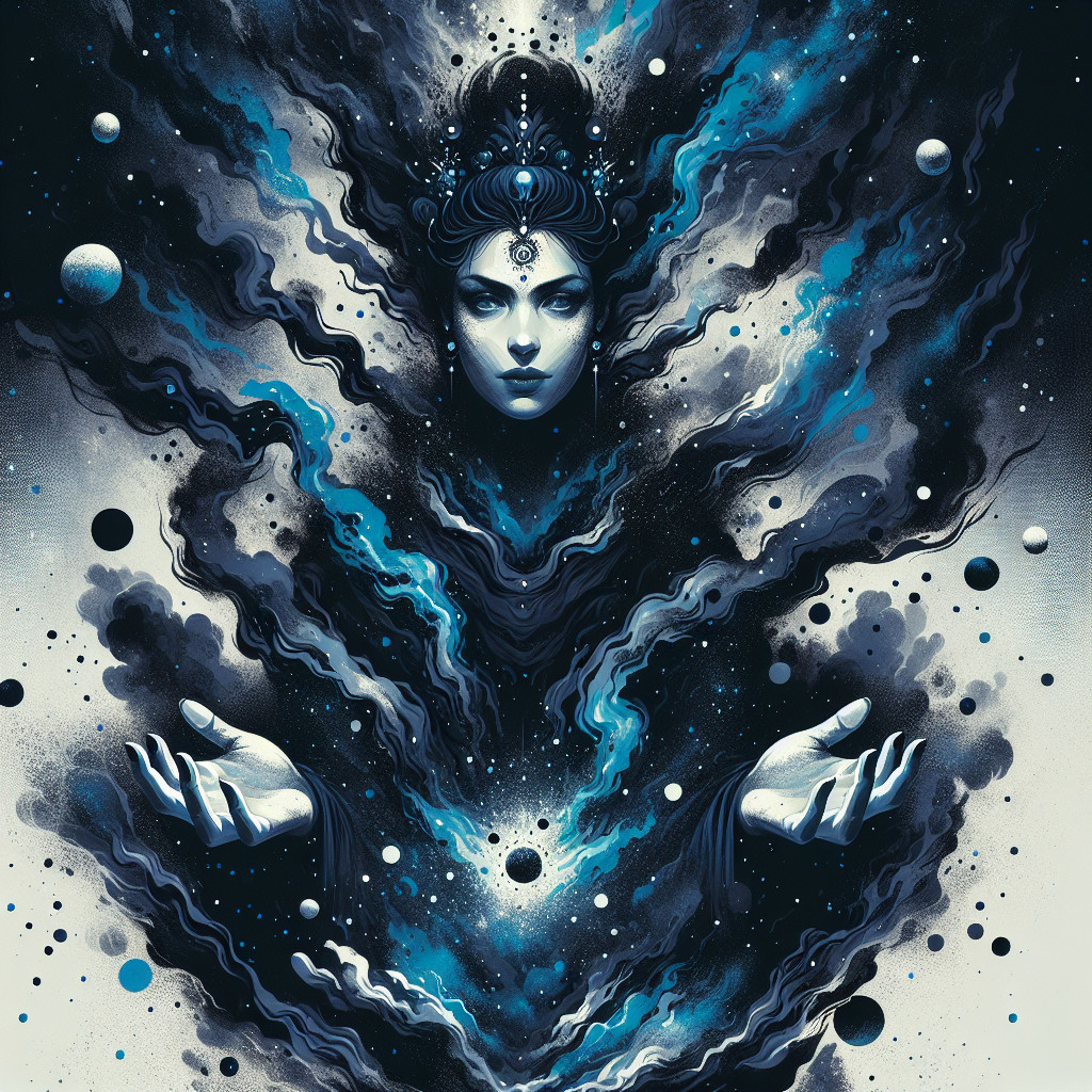 Mystical Woman Surrounded by Cosmic Elements