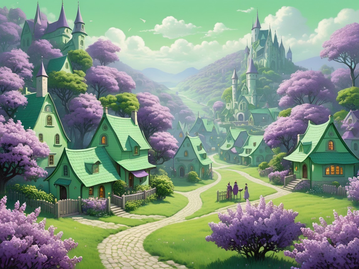 Whimsical Landscape with Cottages and Castle