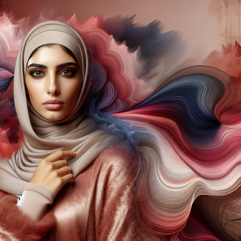 Portrait of a Woman in Elegant Hijab with Vibrant Background