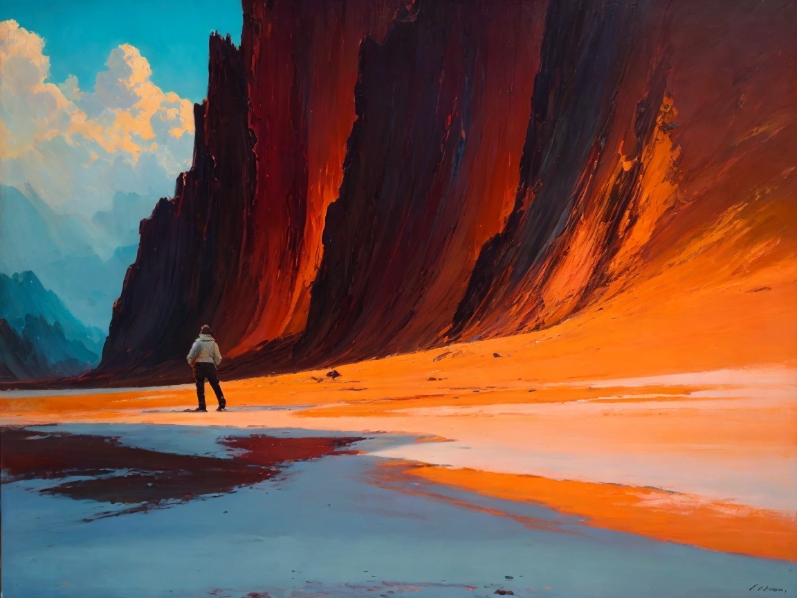 Vivid landscape with cliffs and bright blue sky