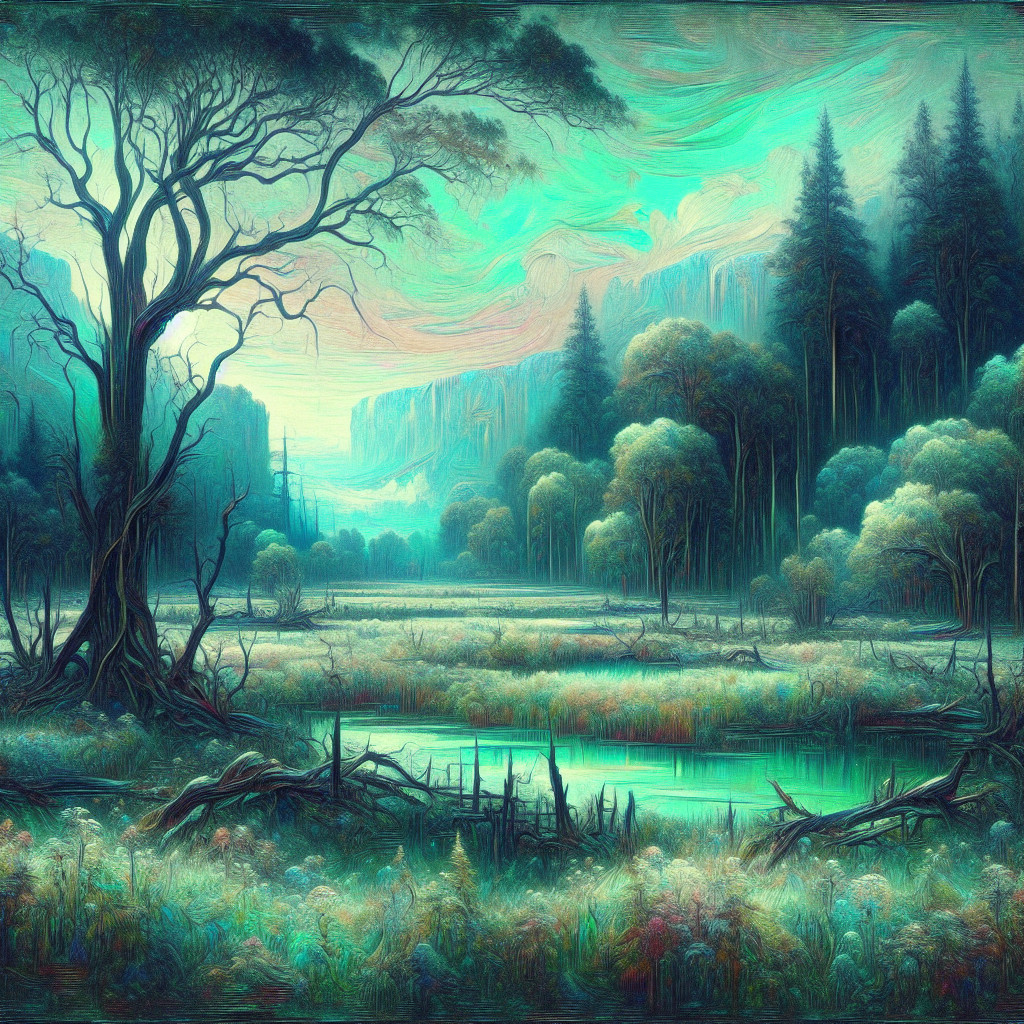 Serene Dreamlike Landscape with Vibrant Colors