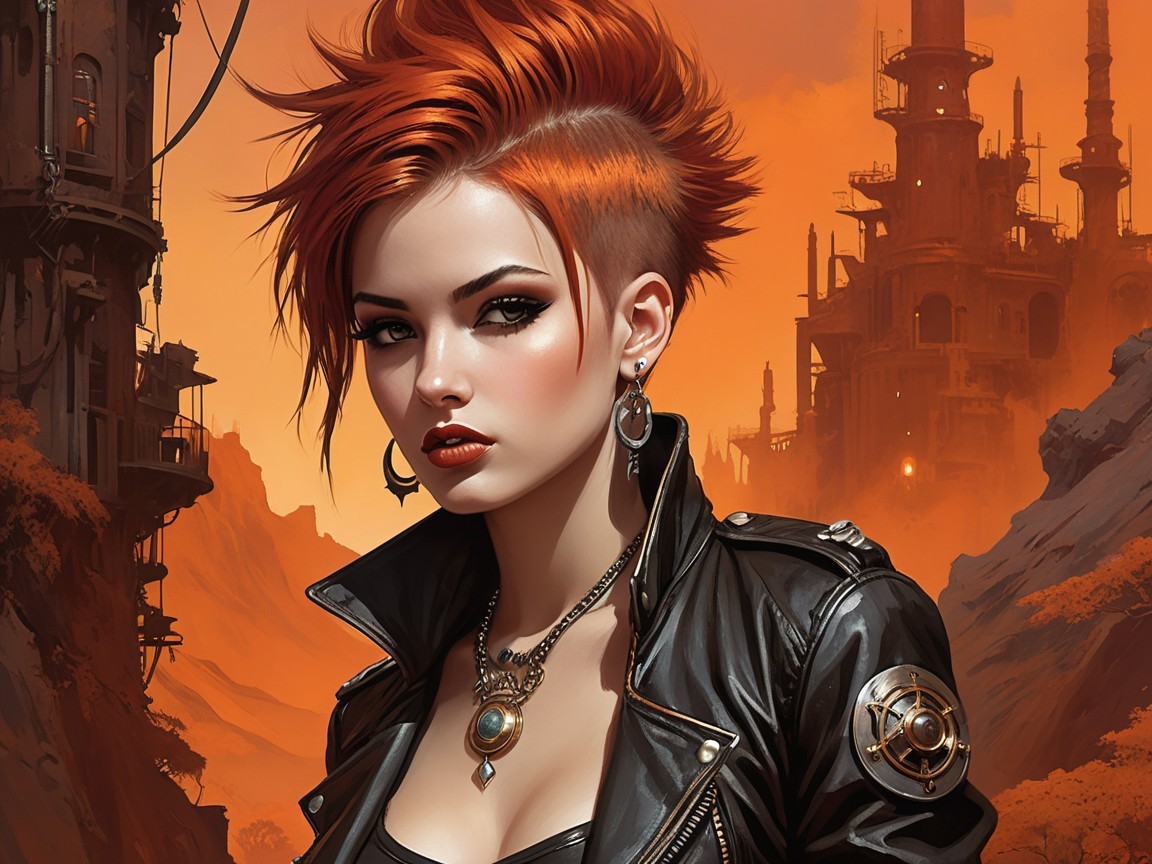 Character with Orange Spiked Hair in Industrial Setting