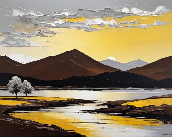 Serene Landscape of Rolling Mountains and Calm Lake