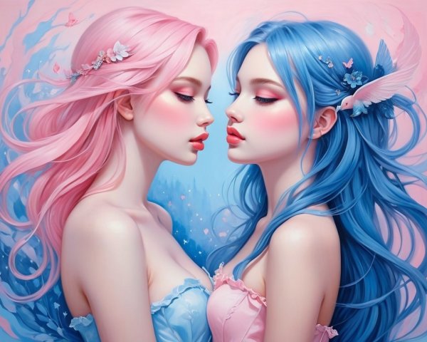 Ethereal Figures with Floral Accents in Pastel Colors