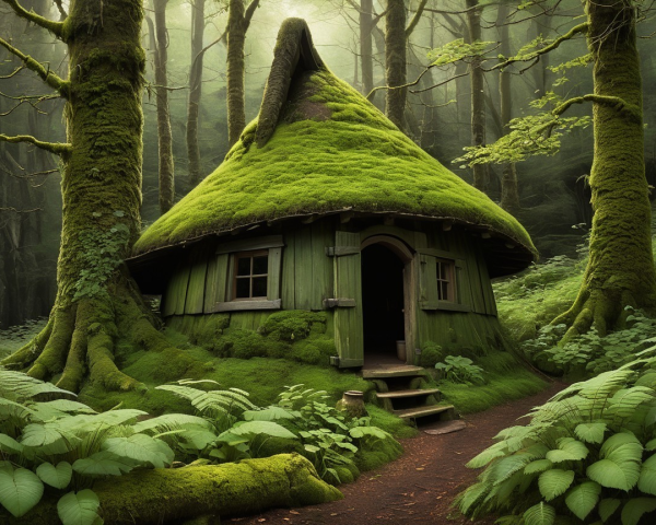 Whimsical Cottage in a Lush Enchanting Forest