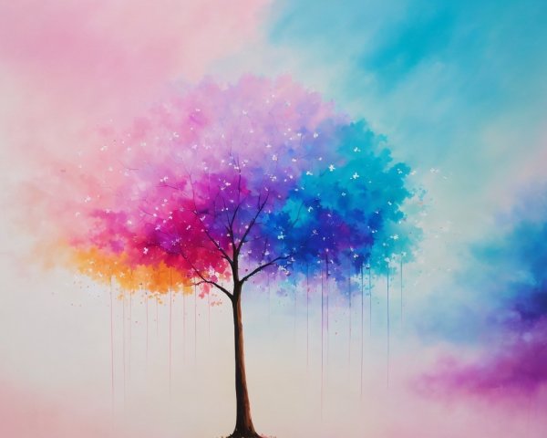 Abstract Tree with Pastel Color Background