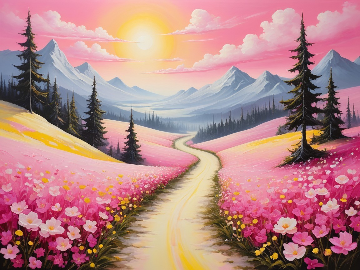 Vibrant Landscape of Rolling Hills and Evergreen Trees