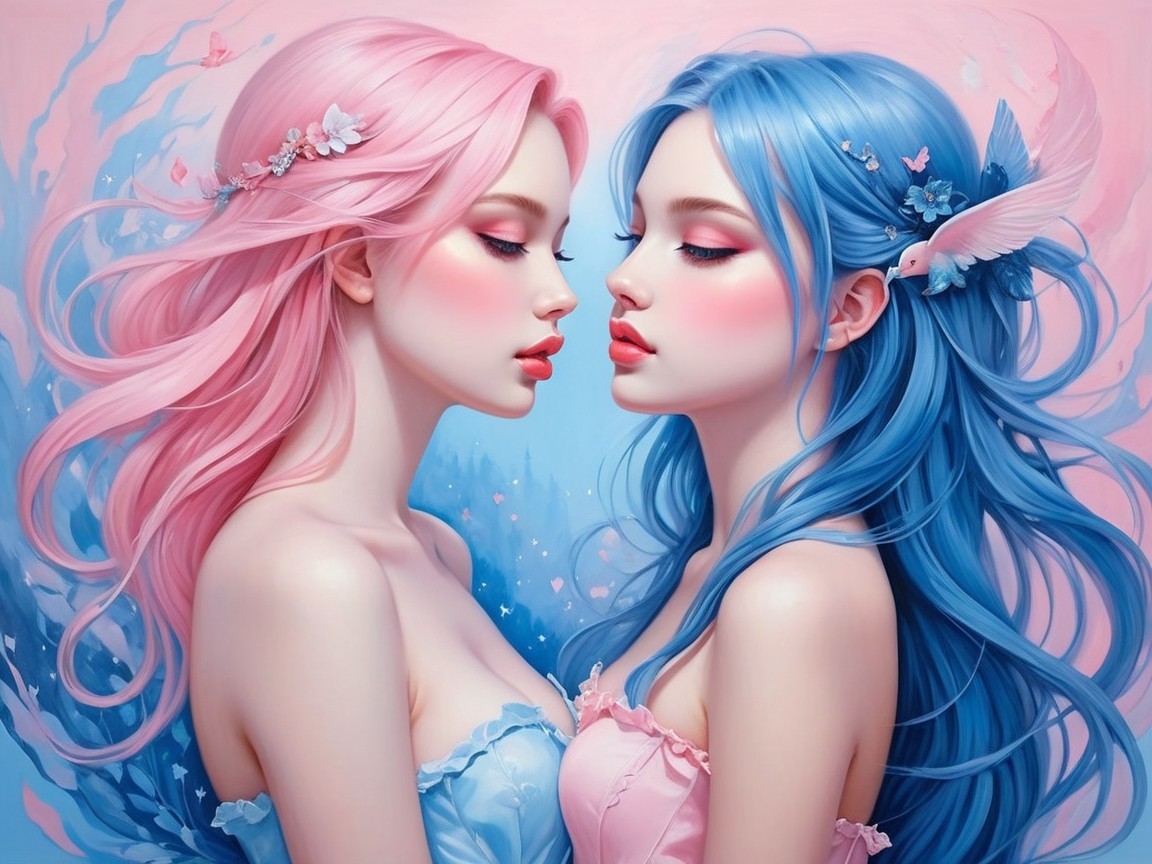Ethereal Figures with Floral Accents in Pastel Colors