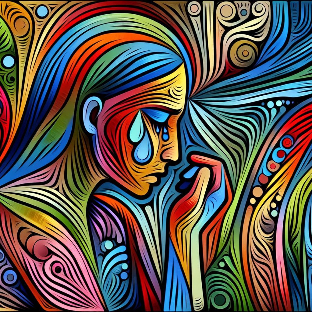 Vibrant Artwork of Contemplative Figure in Colors