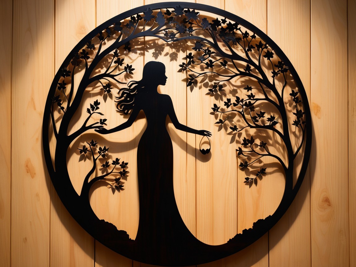 Large Black Metal Woman Silhouette Wall Artwork