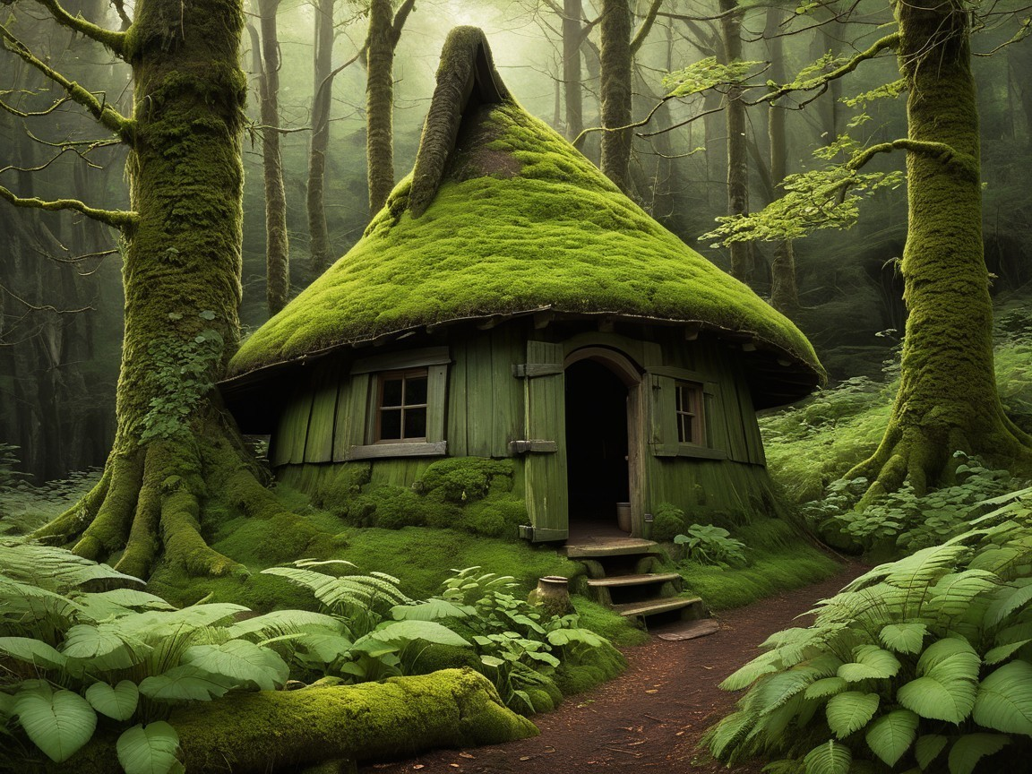 Whimsical Cottage in a Lush Enchanting Forest