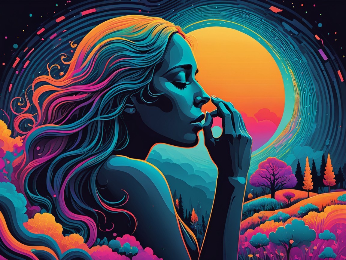 Surreal Portrait of a Woman in Colorful Landscape