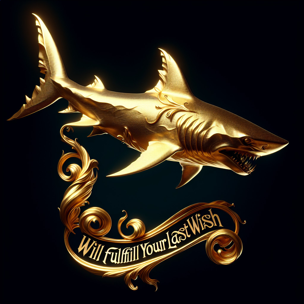 Golden Shark with Ornate Patterns on Dark Background