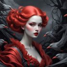 Portrait of a woman with red hair in a dark setting
