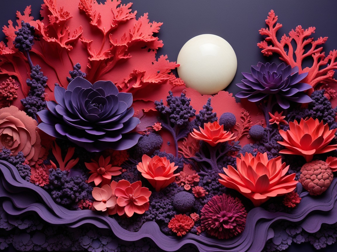 Three-Dimensional Floral and Coral Arrangement Description