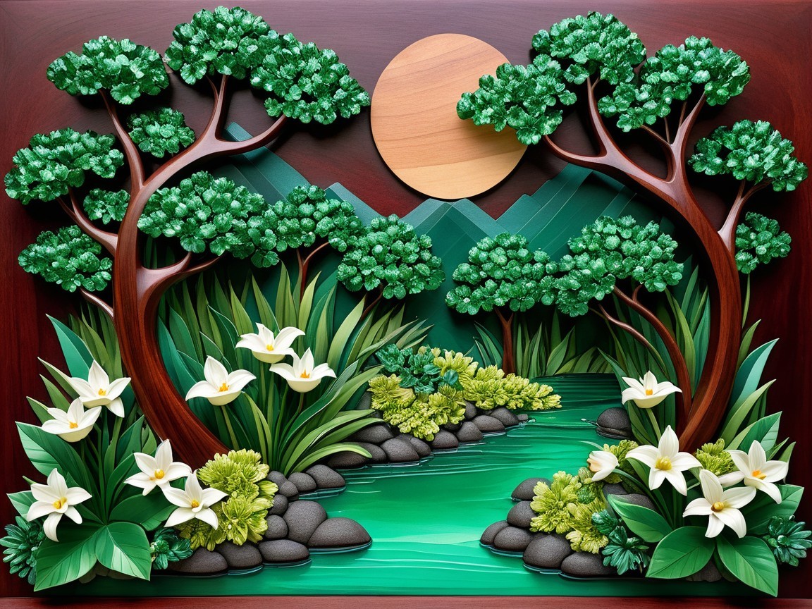 Three-Dimensional Vibrant Landscape Art Description