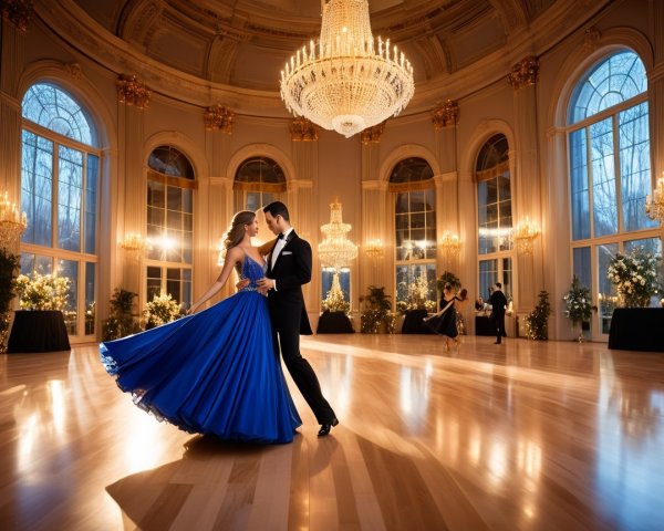 Elegant Ballroom Dance with Romantic Atmosphere