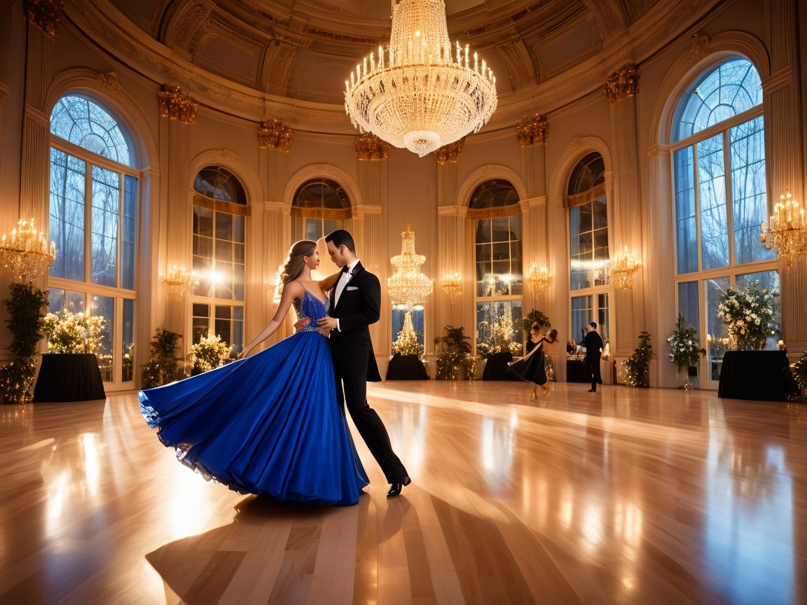 Elegant Ballroom Dance with Romantic Atmosphere