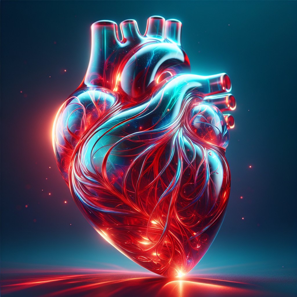 Vibrant Stylized Human Heart in Red and Blue