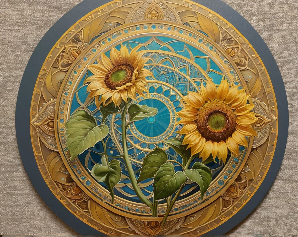 Vibrant Sunflowers with Mandala Background Design