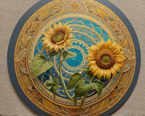 Vibrant Sunflowers with Mandala Background Design