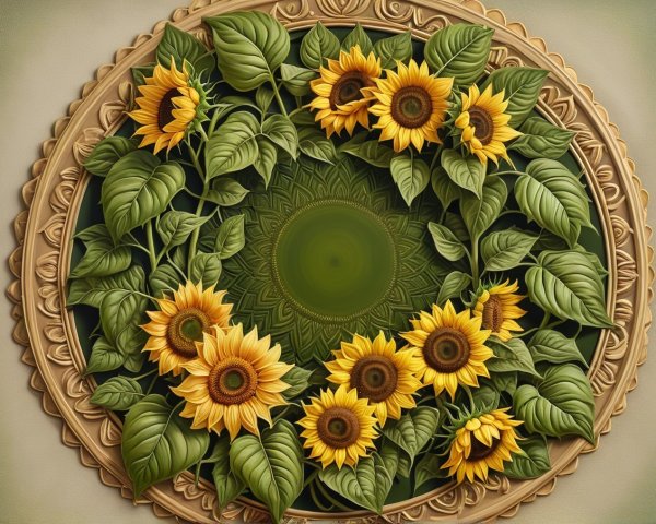 Vibrant Sunflowers in Circular Floral Arrangement