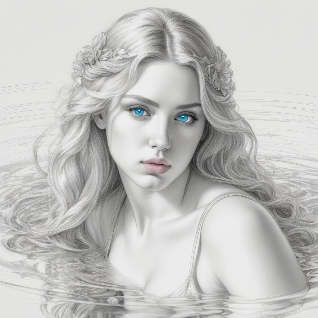 Young Woman in Serene Water with Ethereal Beauty