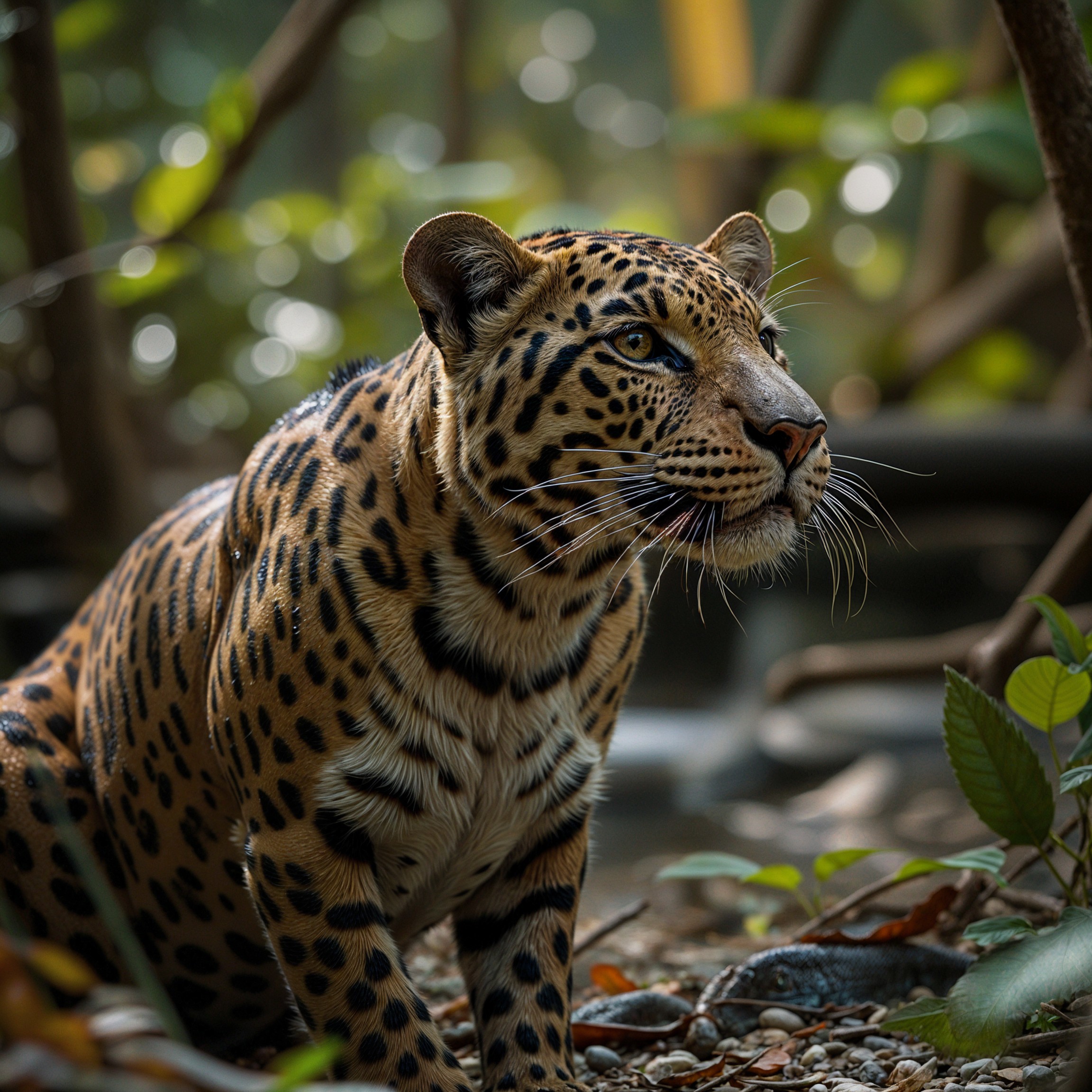 Leopard in Lush Jungle with Distinctive Rosettes