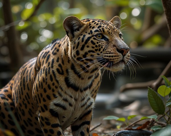Leopard in Lush Jungle with Distinctive Rosettes