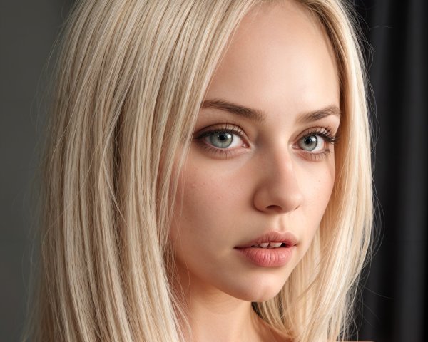 Close-Up Portrait of a Young Woman with Blonde Hair