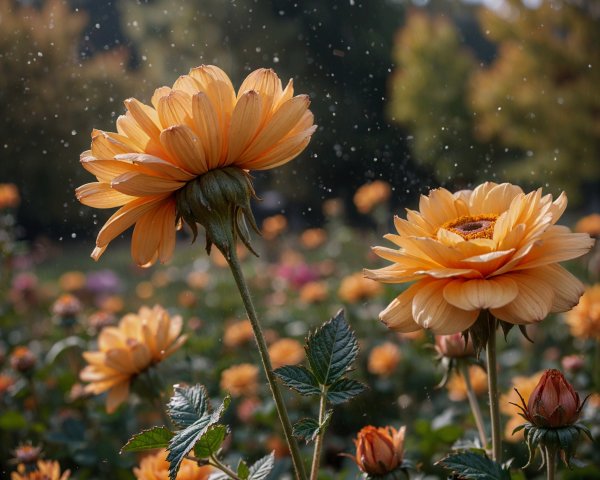 Vibrant Orange Flowers Blooming in a Garden Scene