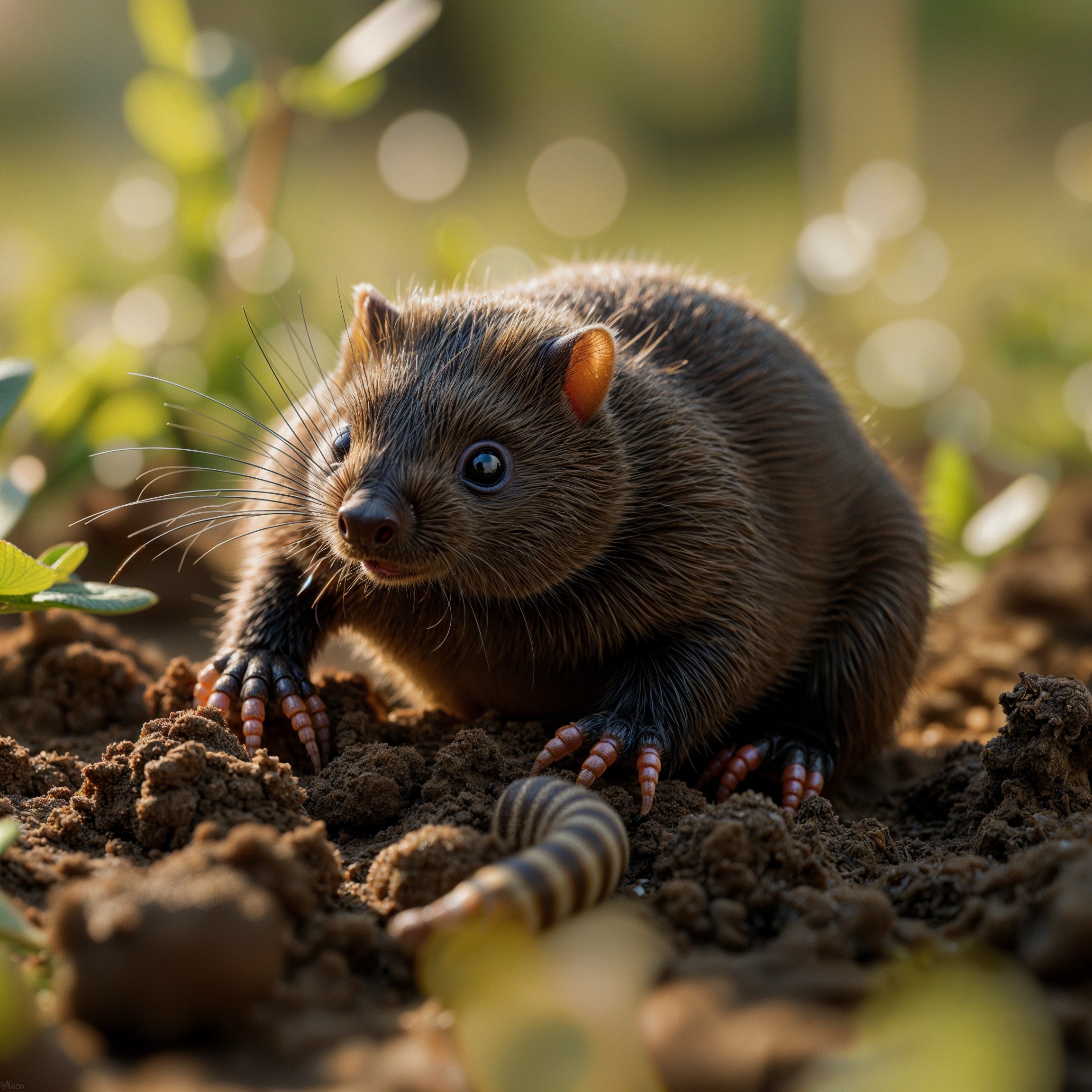 Small round-bodied creature with shiny dark fur