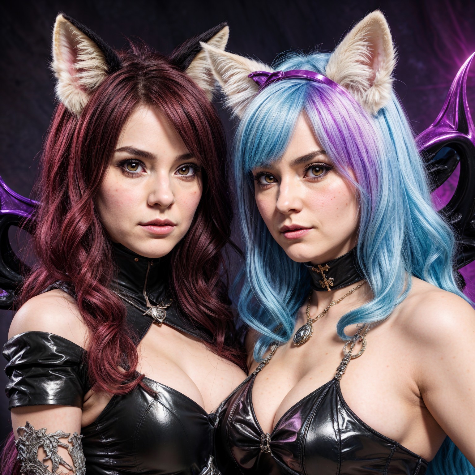 Vibrant Hairstyles and Dramatic Outfits in Portrait