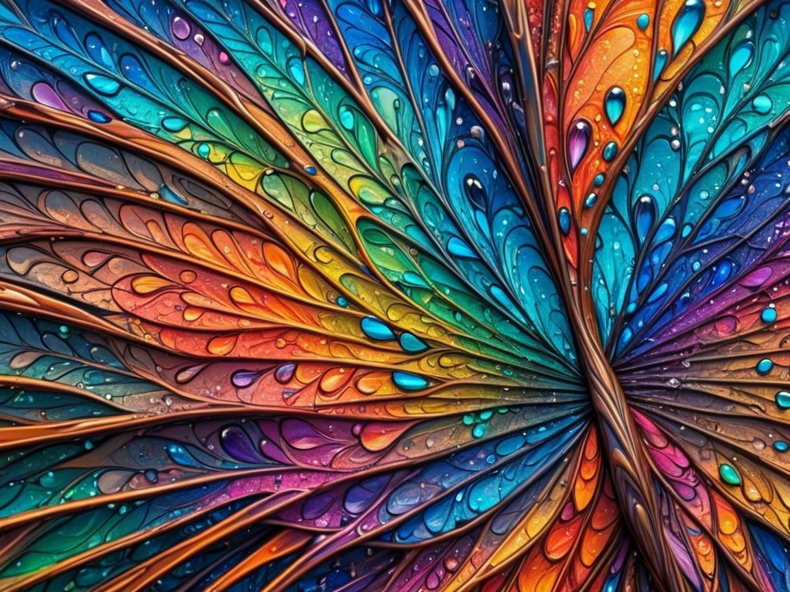 Vibrant Abstract Pattern with Rainbow Colors and Curves