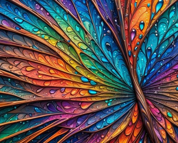 Vibrant Abstract Pattern with Rainbow Colors and Curves