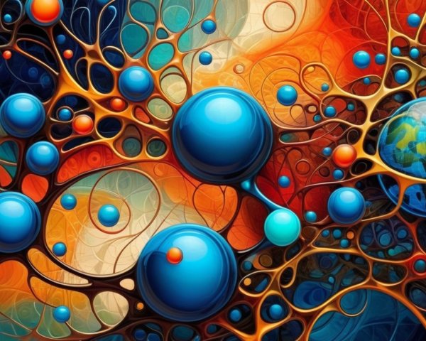 Abstract Composition of Vibrant Strands and Shapes