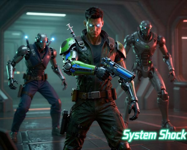 Futuristic Action Scene with Glowing Elements and Robots