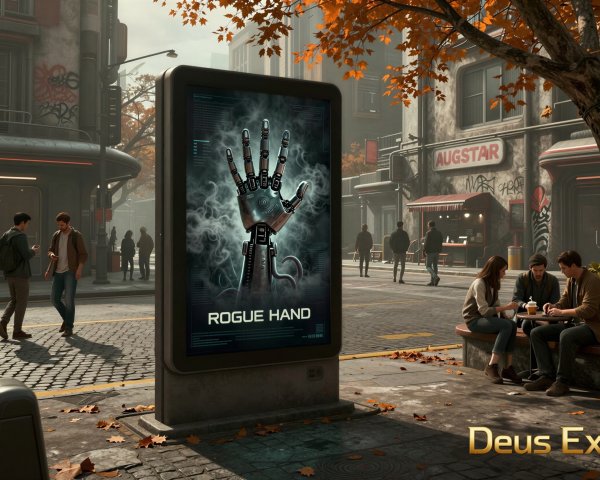 Dystopian Steampunk Cybernetic Street Scene Description