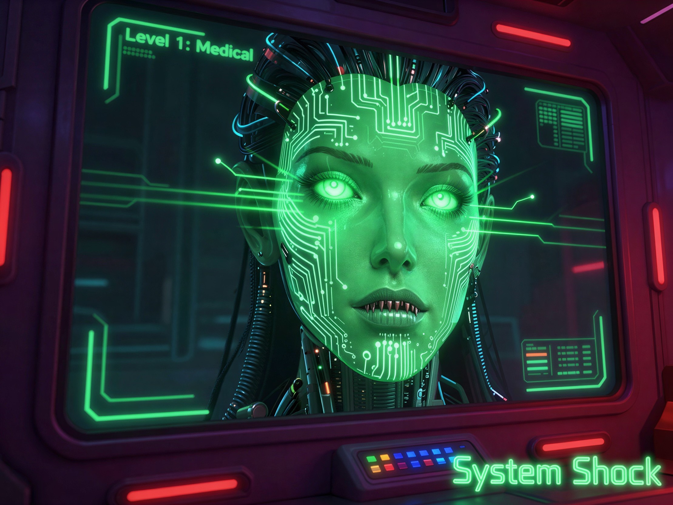 Close-up of SHODAN Holographic Projection in System Shock