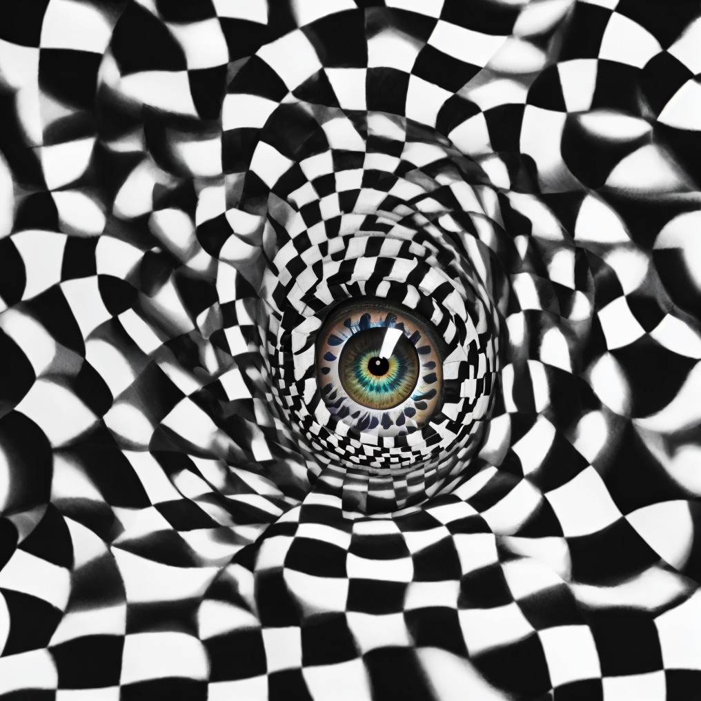 Checkered Tunnel with Realistic Eye Optical Illusion