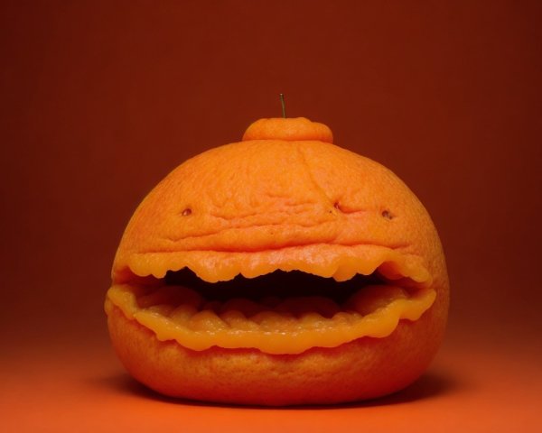 Whimsical Orange Character with Textured Skin and Smile