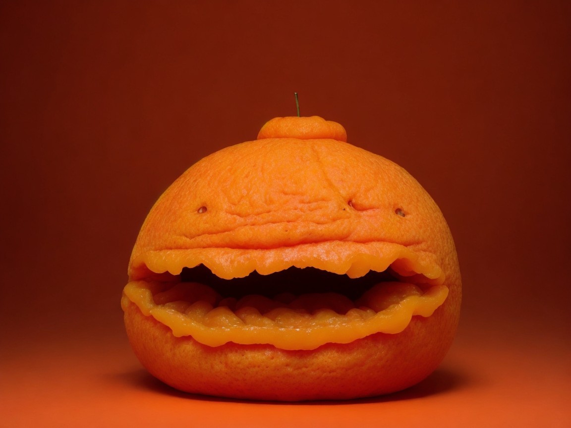 Whimsical Orange Character with Textured Skin and Smile