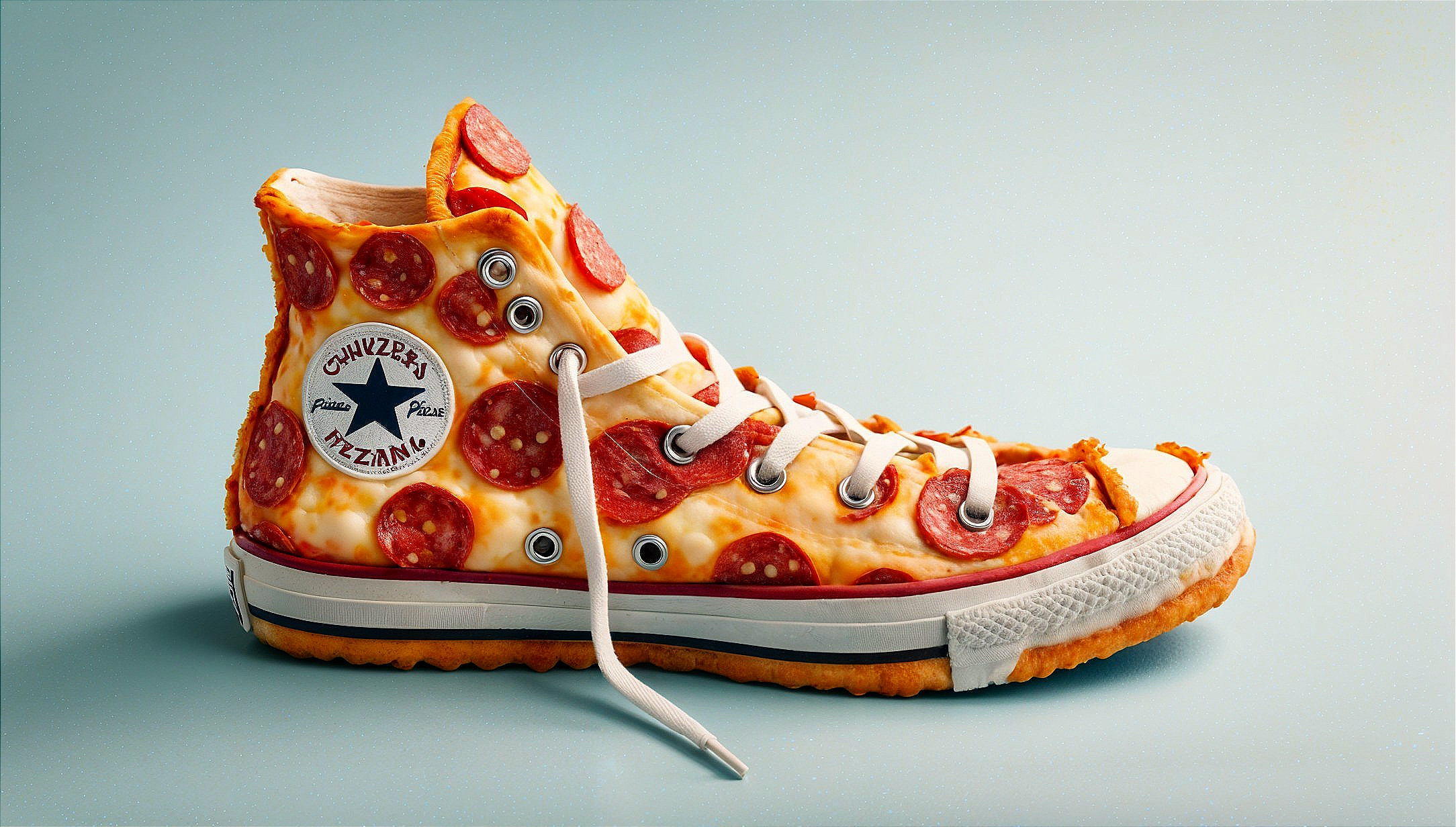 Whimsical Pizza Slice High-Top Sneaker Design
