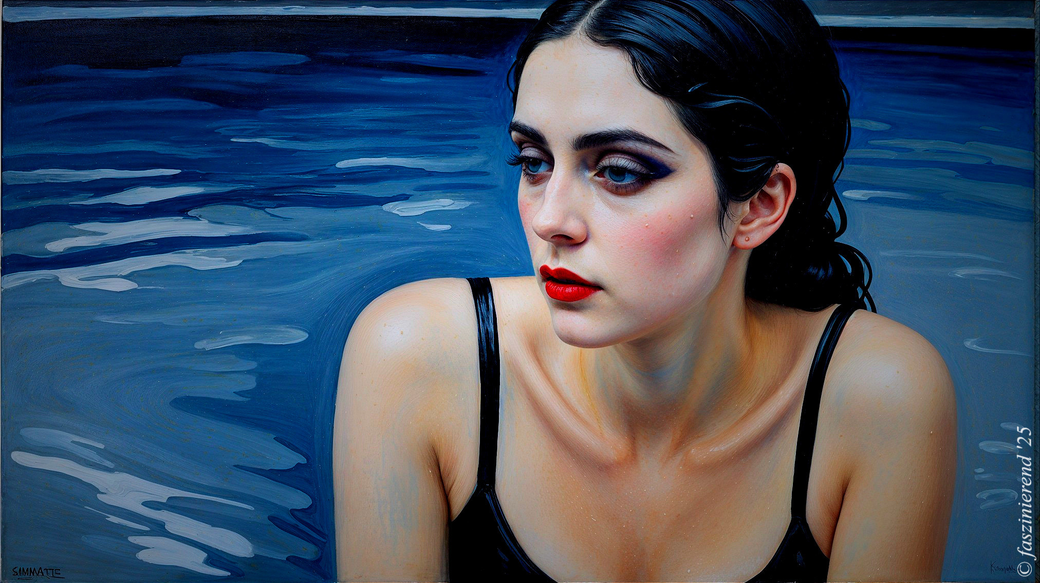 Contemplative Woman Partially Submerged in Water